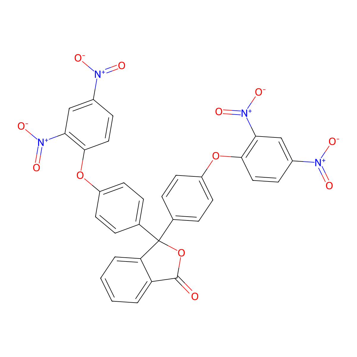 3,3-bis(4-{2,4-bisnitrophenoxy}phenyl)-2-benzofuran-1(3H)-one molecular structure, CAS 33320-46-6