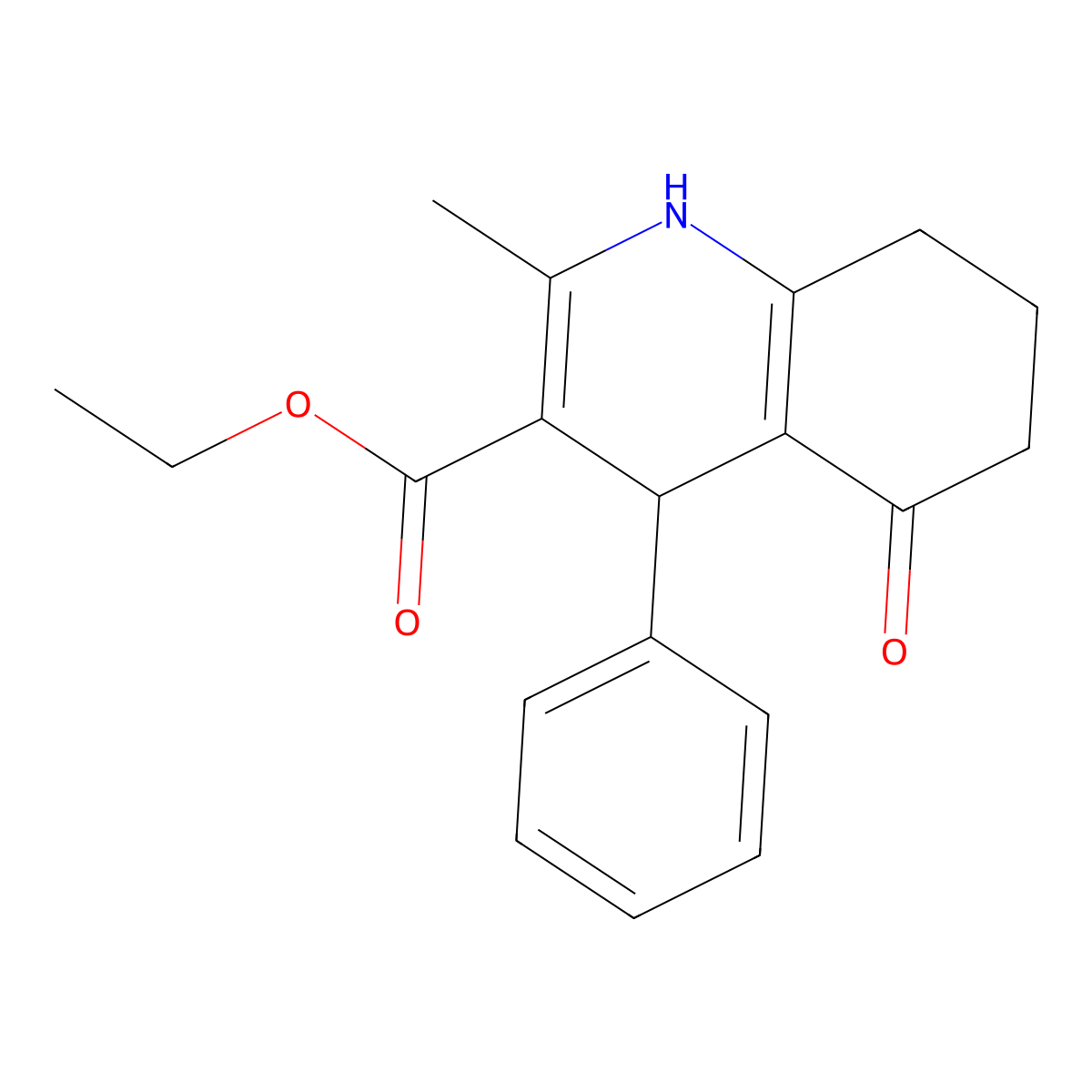 Ethyl 2-methyl-5-oxo-4-phenyl-1,4,5,6,7,8-hexahydroquinoline-3-carboxylate molecular structure, CAS 33323-03-4