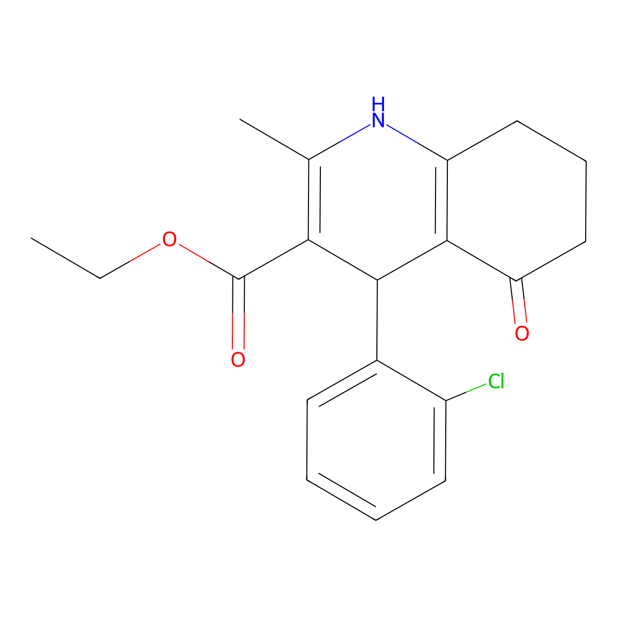Ethyl 4-(2-chlorophenyl)-2-methyl-5-oxo-1,4,5,6,7,8-hexahydroquinoline-3-carboxylate molecular structure, CAS 33323-04-5