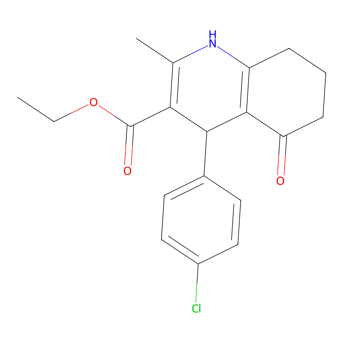 Ethyl 4-(4-chlorophenyl)-2-methyl-5-oxo-1,4,5,6,7,8-hexahydroquinoline-3-carboxylate molecular structure, CAS 33323-05-6