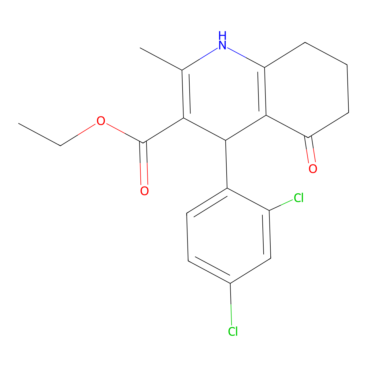 Ethyl 4-(2,4-dichlorophenyl)-2-methyl-5-oxo-1,4,5,6,7,8-hexahydroquinoline-3-carboxylate molecular structure, CAS 33323-06-7