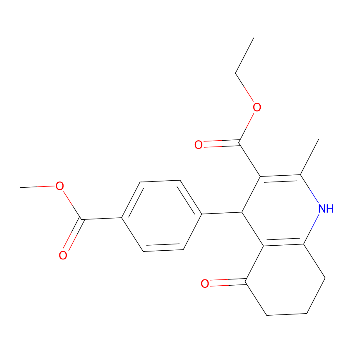 Ethyl 4-[4-(methoxycarbonyl)phenyl]-2-methyl-5-oxo-1,4,5,6,7,8-hexahydroquinoline-3-carboxylate molecular structure, CAS 33323-09-0