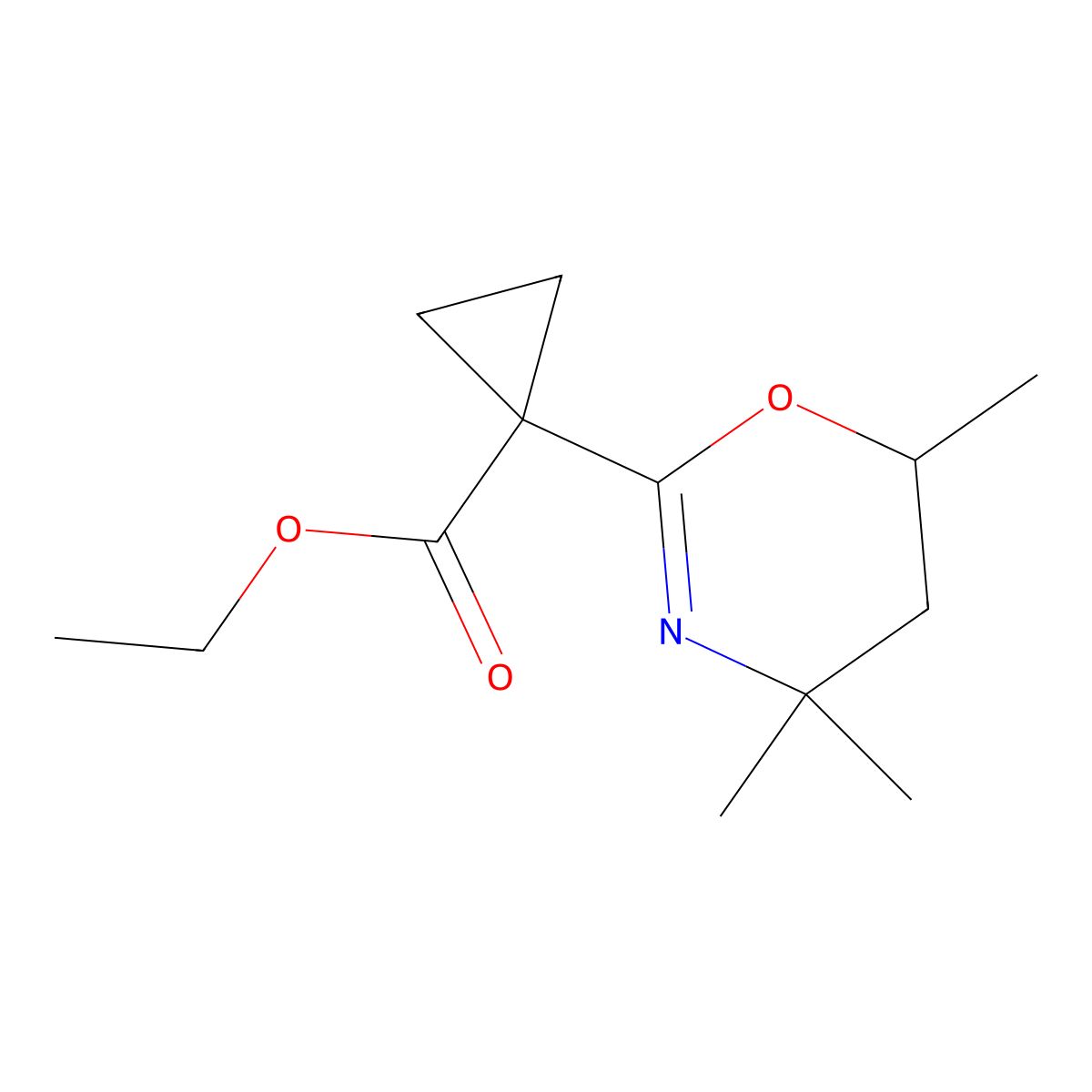 1-(4,4,6-trimethyl-5,6-dihydro-4H-[1,3]oxazin-2-yl)-cyclopropanecarboxylic acid ethyl ester molecular structure, CAS 33329-69-0