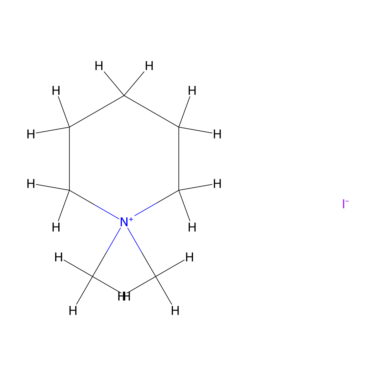 1,1-Dimethylpiperidinium iodide molecular structure, CAS 3333-08-2