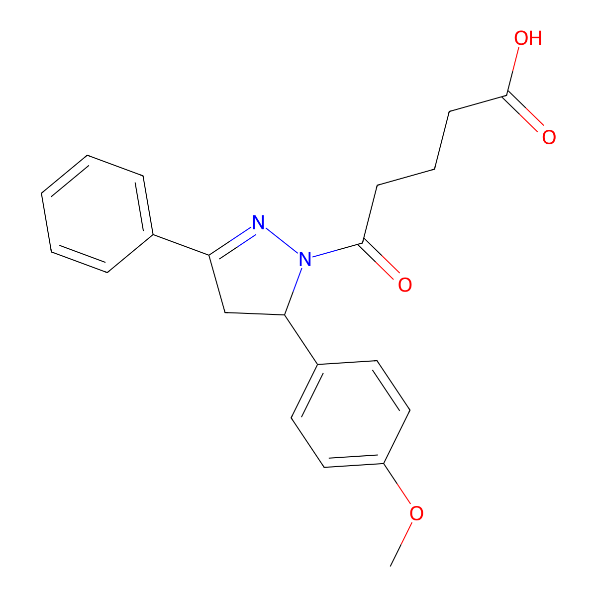 5-[5-(4-Methoxy-phenyl)-3-phenyl-4,5-dihydro-pyrazol-1-yl]-5-oxo-pentanoic acid molecular structure, CAS 333304-91-9
