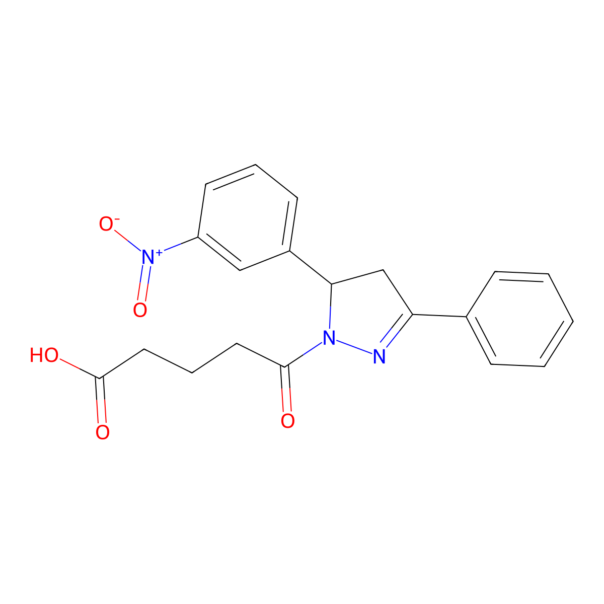 5-(5-(3-nitrophenyl)-3-phenyl-4,5-dihydro-1H-pyrazol-1-yl)-5-oxopentanoic acid molecular structure, CAS 333304-92-0