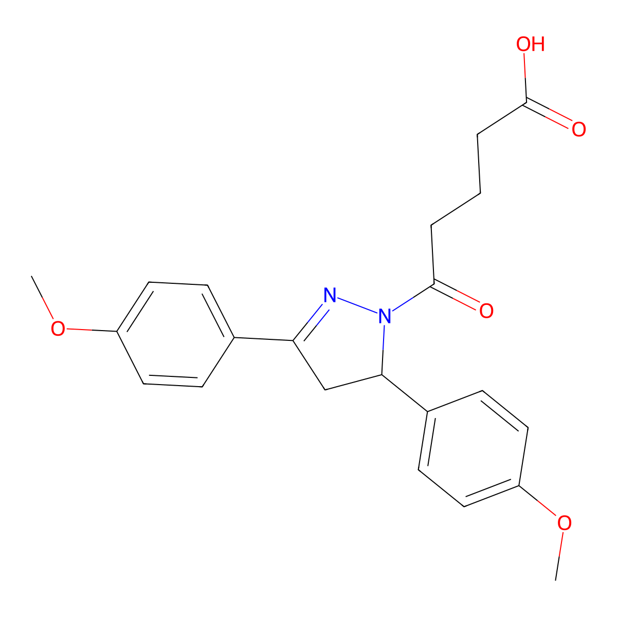 5-[3,5-bis(4-methoxyphenyl)-4,5-dihydro-1H-pyrazol-1-yl]-5-oxopentanoic acid molecular structure, CAS 333304-95-3