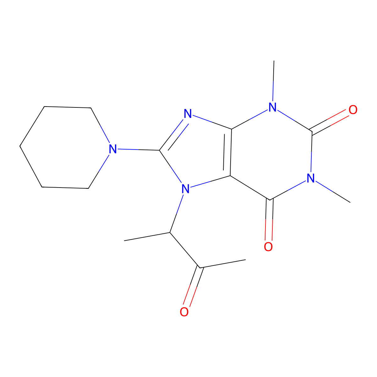 1,3-dimethyl-7-(3-oxobutan-2-yl)-8-(piperidin-1-yl)-1H-purine-2,6(3H,7H)-dione molecular structure, CAS 333305-17-2