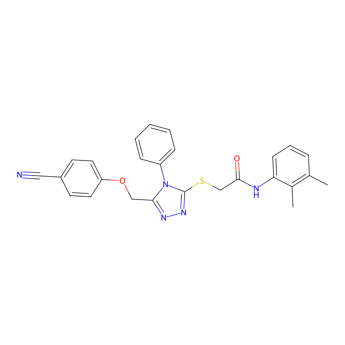 2-({5-[(4-cyanophenoxy)methyl]-4-phenyl-4H-1,2,4-triazol-3-yl}sulfanyl)-N-(2,3-dimethylphenyl)acetamide molecular structure, CAS 333305-52-5