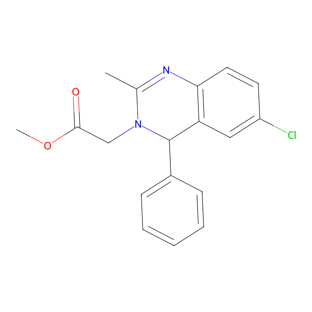 Methyl 2-(6-chloro-2-methyl-4-phenyl-3,4-dihydroquinazolin-3-yl)acetate molecular structure, CAS 333306-32-4