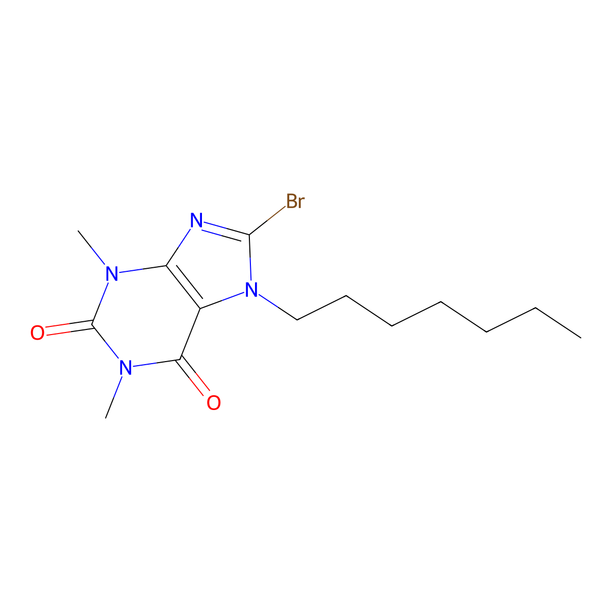 8-Bromo-7-heptyl-1,3-dimethyl-1,3,7-trihydropurine-2,6-dione molecular structure, CAS 333306-72-2