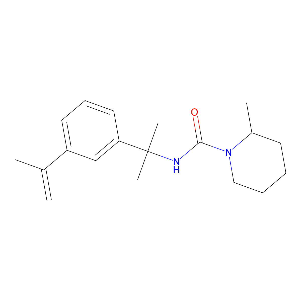 2-methyl-N-[2-(3-prop-1-en-2-ylphenyl)propan-2-yl]piperidine-1-carboxamide molecular structure, CAS 333306-95-9