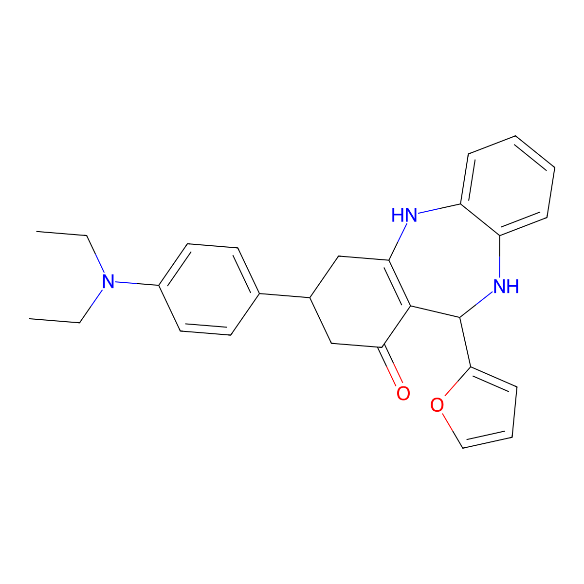 9-[4-(Diethylamino)phenyl]-6-(furan-2-yl)-5,6,8,9,10,11-hexahydrobenzo[b][1,4]benzodiazepin-7-one molecular structure, CAS 333307-84-9