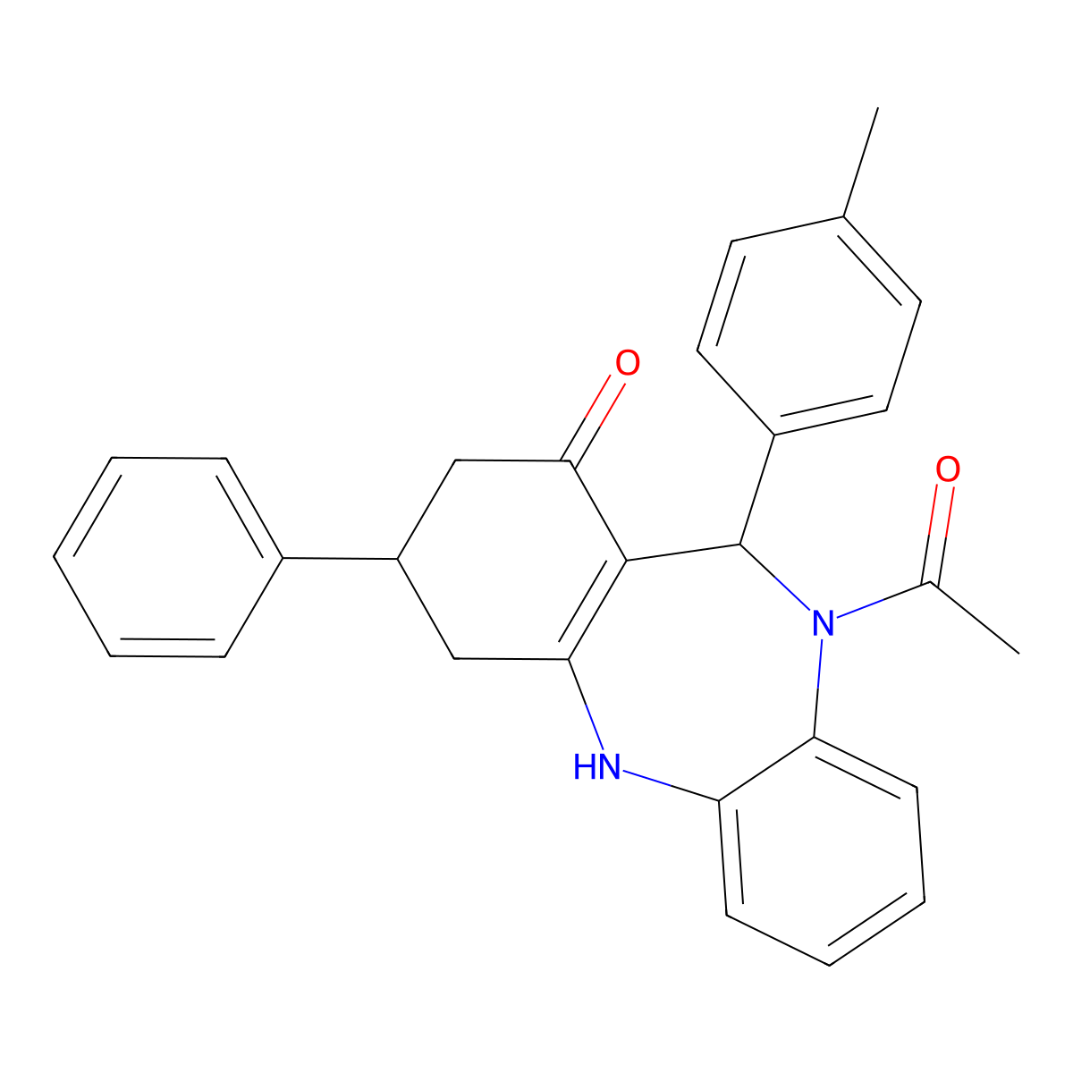 10-Acetyl-11-(4-methylphenyl)-3-phenyl-2,3,4,5,10,11-hexahydro-1H-dibenzo[b,E][1,4]diazepin-1-one molecular structure, CAS 333307-85-0