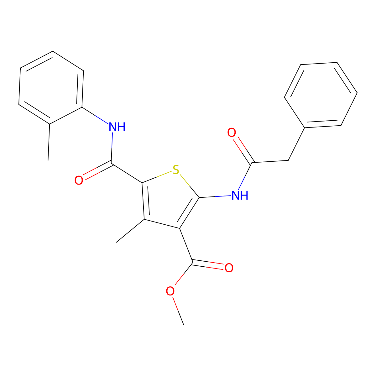 Methyl 4-methyl-2-[(phenylacetyl)amino]-5-(2-toluidinocarbonyl)thiophene-3-carboxylate molecular structure, CAS 333308-08-0