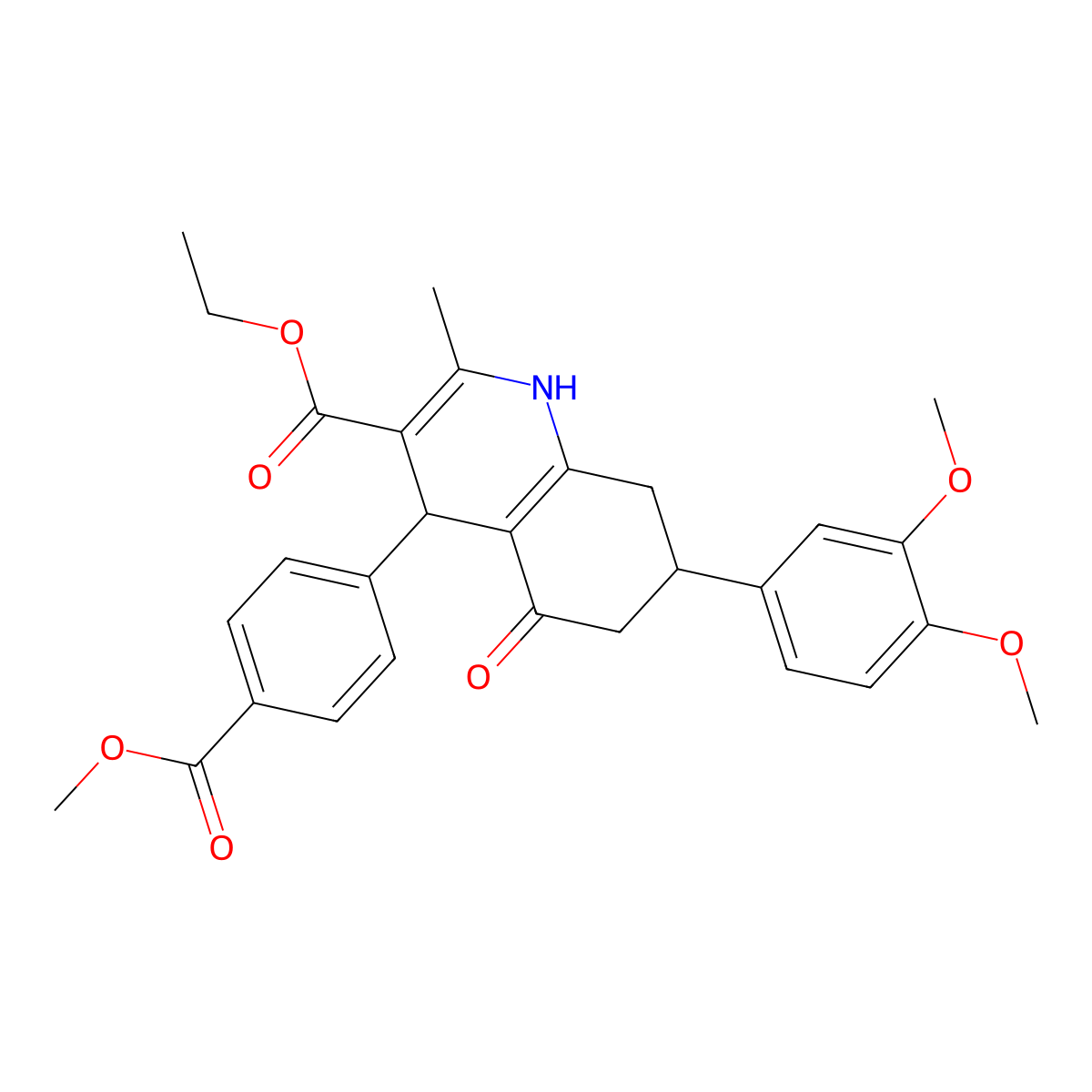 Ethyl 7-(3,4-dimethoxyphenyl)-4-(4-(methoxycarbonyl)phenyl)-2-methyl-5-oxo-1,4,5,6,7,8-hexahydroquinoline-3-carboxylate molecular structure, CAS 333308-91-1