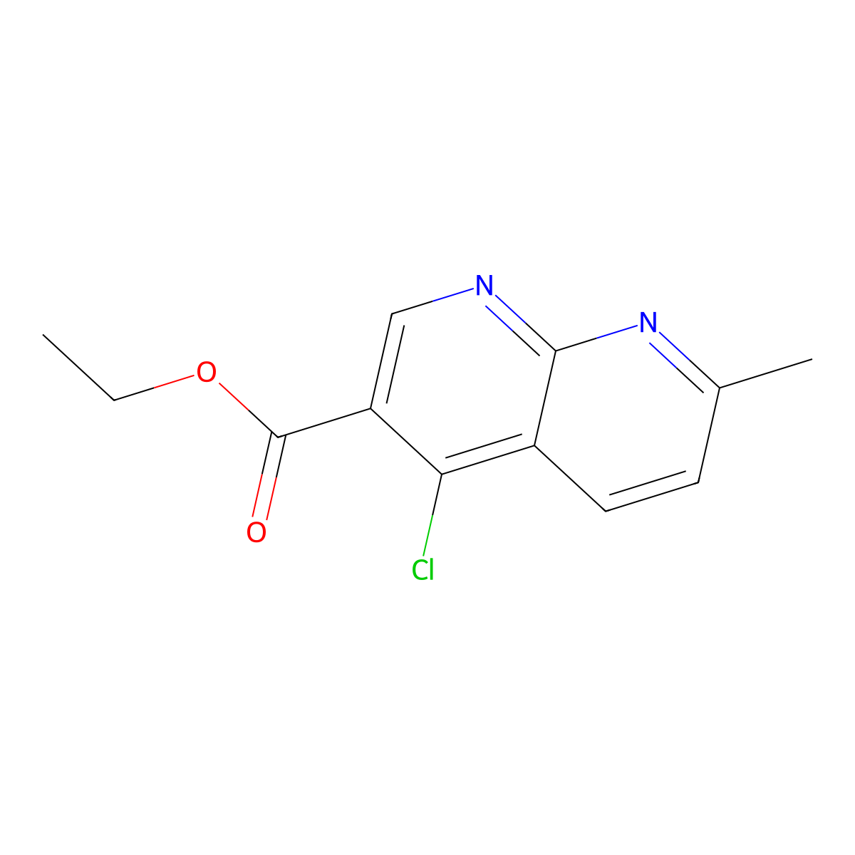 Ethyl 4-chloro-7-methyl-1,8-naphthyridine-3-carboxylate molecular structure, CAS 33331-57-6