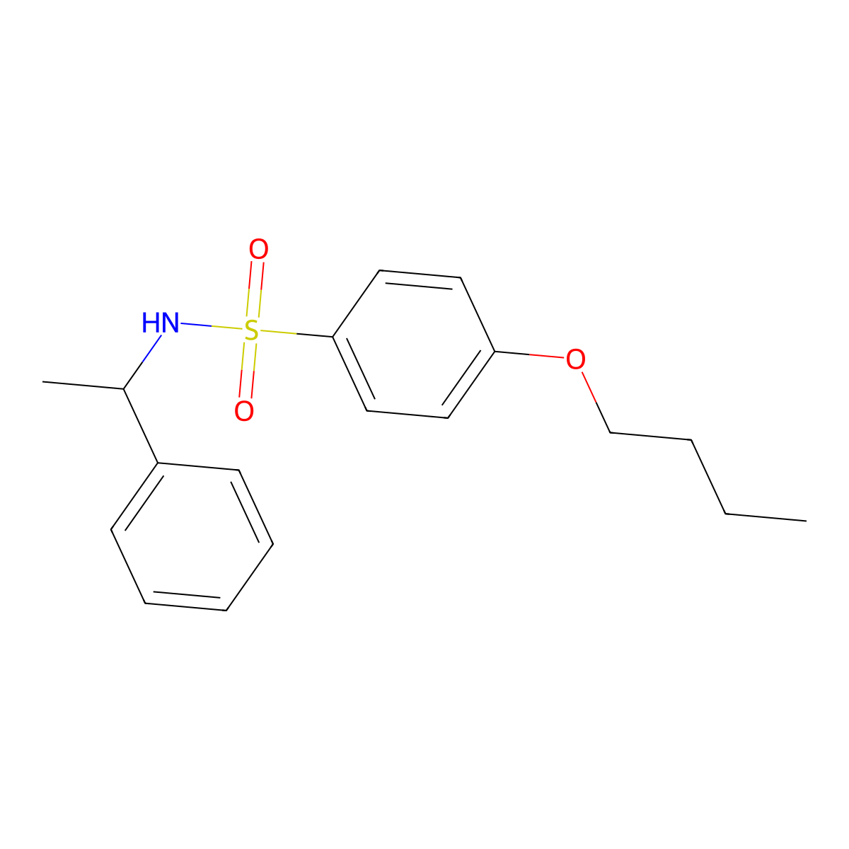 4-butoxy-N-(1-phenylethyl)benzenesulfonamide molecular structure, CAS 333311-16-3