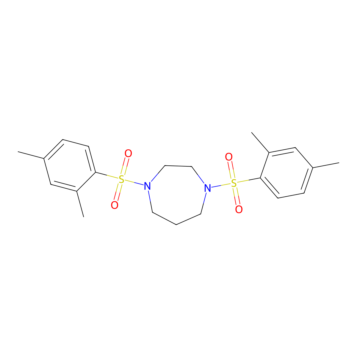 1,4-Bis(2,4-dimethylbenzenesulfonyl)-1,4-diazepane molecular structure, CAS 333311-19-6
