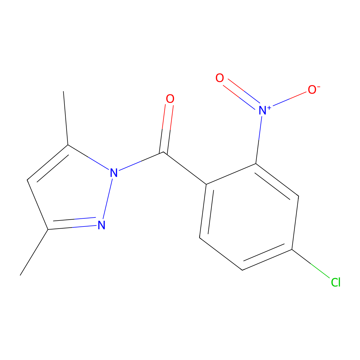 (4-Chloro-2-nitrophenyl)-(3,5-dimethylpyrazol-1-yl)methanone molecular structure, CAS 333311-20-9
