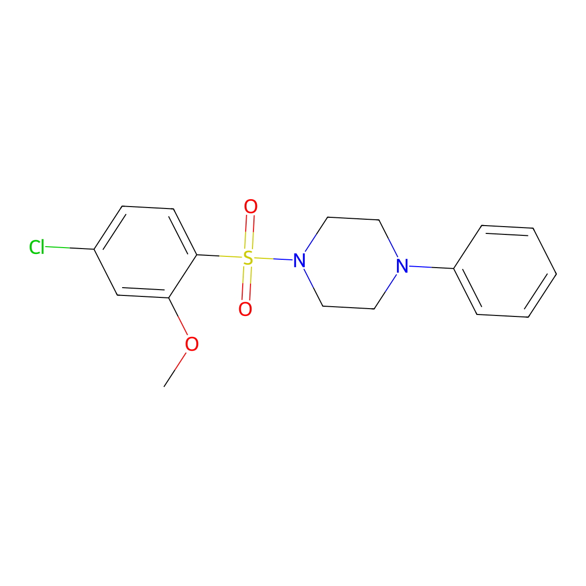 1-(4-Chloro-2-methoxyphenyl)sulfonyl-4-phenylpiperazine molecular structure, CAS 333311-34-5