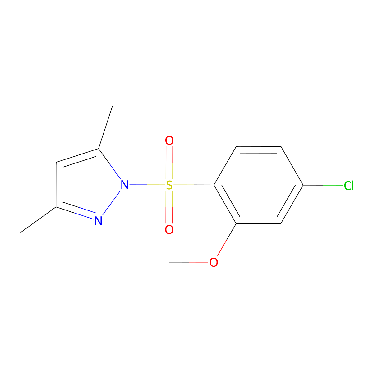 1-(4-Chloro-2-methoxy-benzenesulfonyl)-3,5-dimethyl-1H-pyrazole molecular structure, CAS 333311-36-7