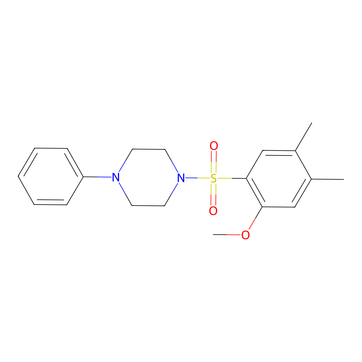 1-(2-Methoxy-4,5-dimethylbenzenesulfonyl)-4-phenylpiperazine molecular structure, CAS 333311-37-8