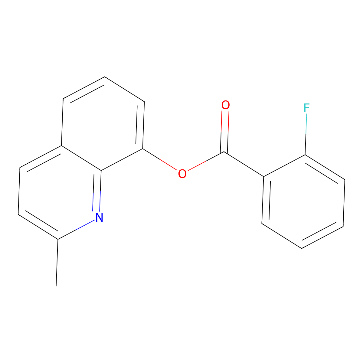 (2-Methylquinolin-8-yl) 2-fluorobenzoate molecular structure, CAS 333311-40-3