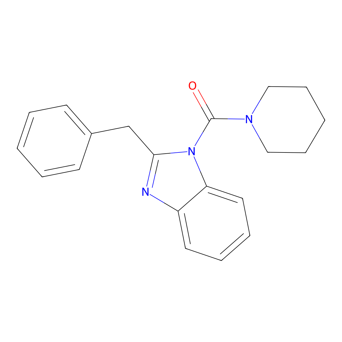 (2-Benzyl-benzoimidazol-1-yl)-piperidin-1-yl-methanone molecular structure, CAS 333311-47-0