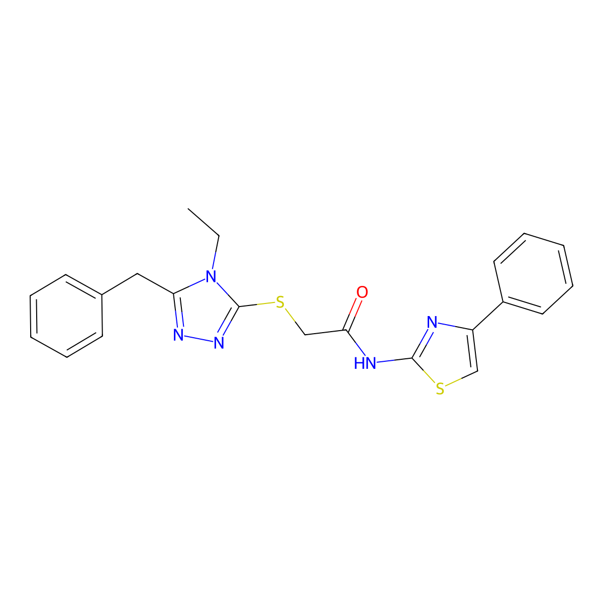 2-[(5-benzyl-4-ethyl-1,2,4-triazol-3-yl)sulfanyl]-N-(4-phenyl-1,3-thiazol-2-yl)acetamide molecular structure, CAS 333311-62-9