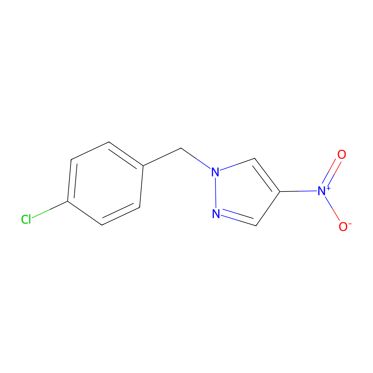 1-(4-chlorobenzyl)-4-nitro-1H-pyrazole molecular structure, CAS 333311-65-2