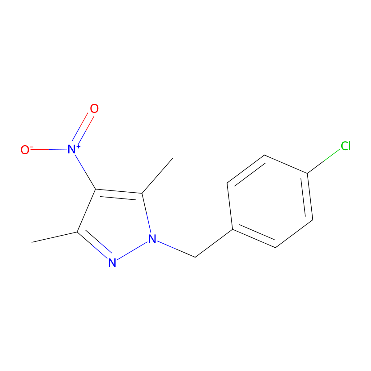1-(4-chlorobenzyl)-3,5-dimethyl-4-nitro-1H-pyrazole molecular structure, CAS 333311-68-5