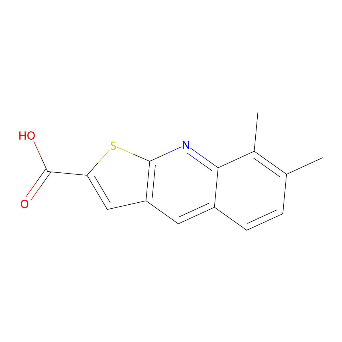 7,8-Dimethylthieno[2,3-b]quinoline-2-carboxylic acid molecular structure, CAS 333312-08-6