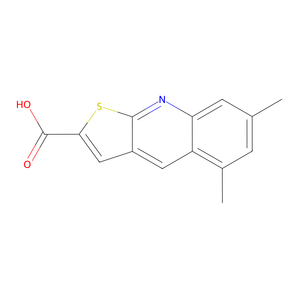 5,7-Dimethylthieno[2,3-b]quinoline-2-carboxylic acid molecular structure, CAS 333312-10-0
