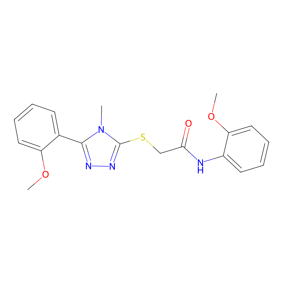 N-(2-methoxyphenyl)-2-[[5-(2-methoxyphenyl)-4-methyl-1,2,4-triazol-3-yl]sulfanyl]acetamide molecular structure, CAS 333312-52-0