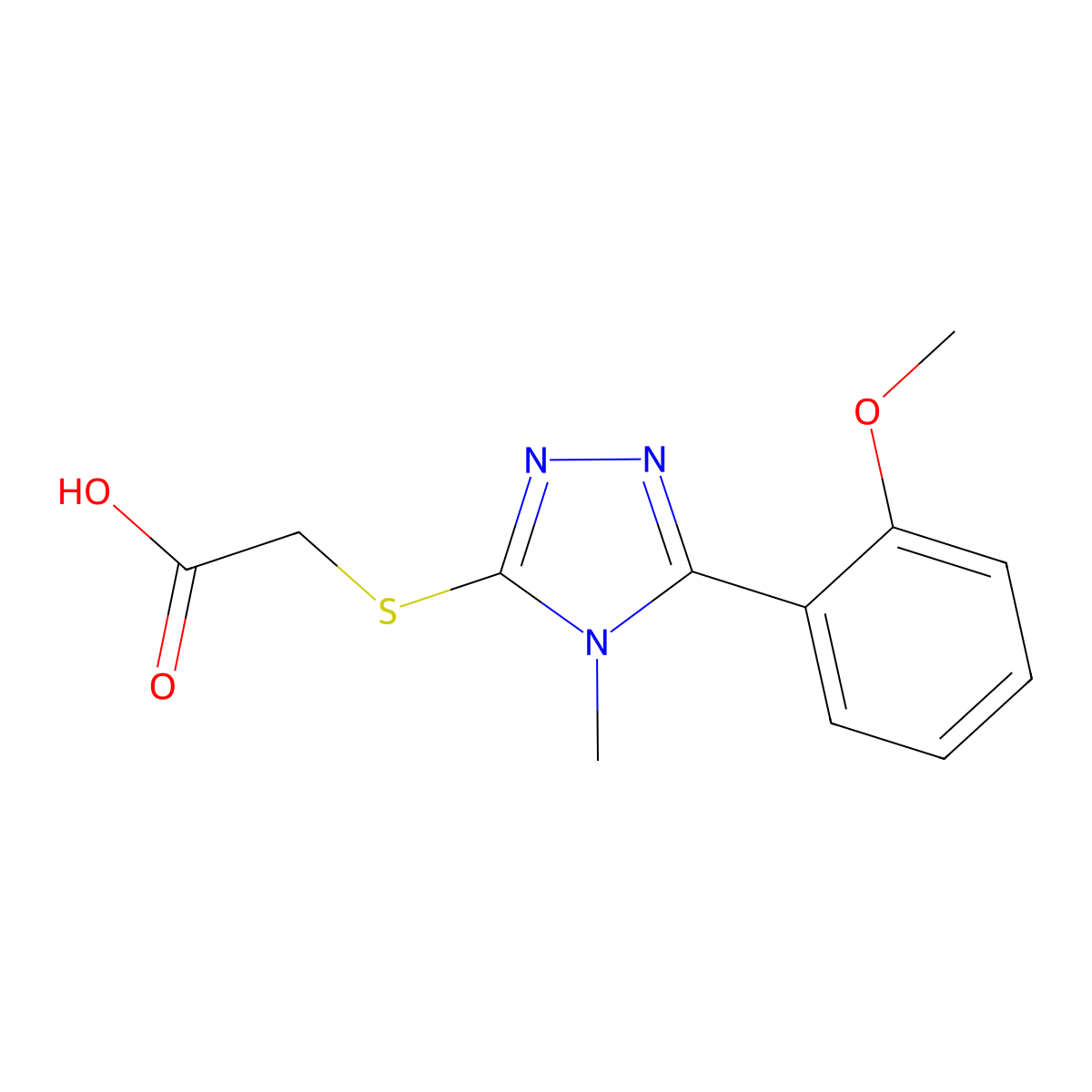 [5-(2-Methoxy-phenyl)-4-methyl-4H-[1,2,4]triazol-3-ylsulfanyl]-acetic acid molecular structure, CAS 333312-58-6
