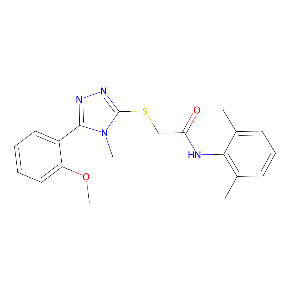 N-(2,6-dimethylphenyl)-2-[[5-(2-methoxyphenyl)-4-methyl-1,2,4-triazol-3-yl]sulfanyl]acetamide molecular structure, CAS 333312-64-4