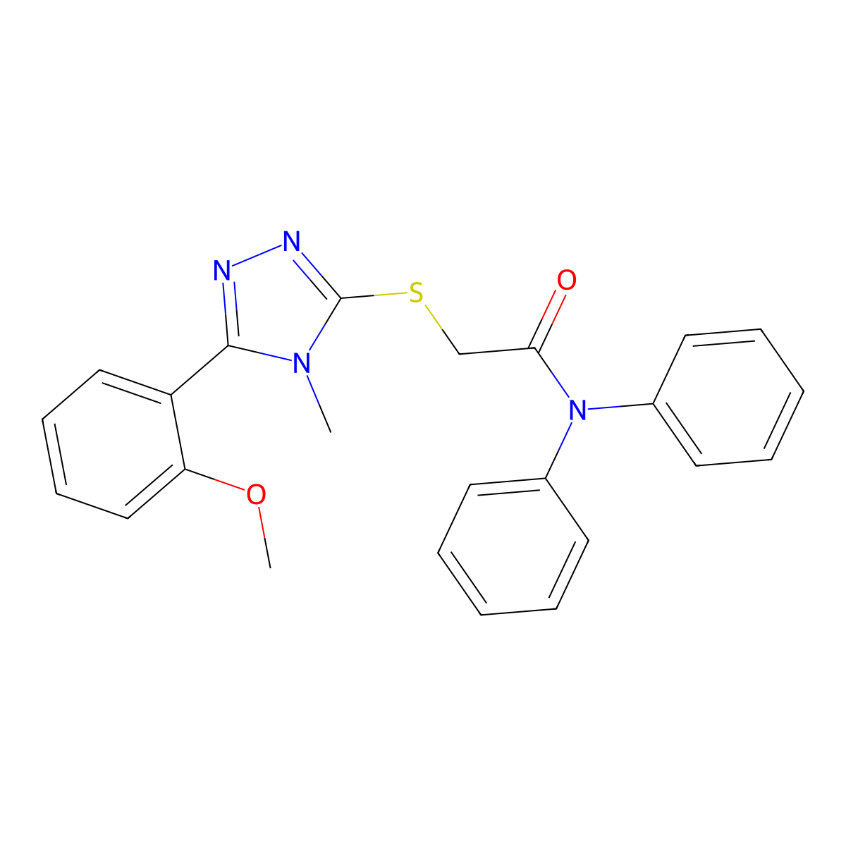 2-((5-(2-Methoxyphenyl)-4-methyl-4H-1,2,4-triazol-3-yl)thio)-N,N-diphenylacetamide molecular structure, CAS 333312-71-3