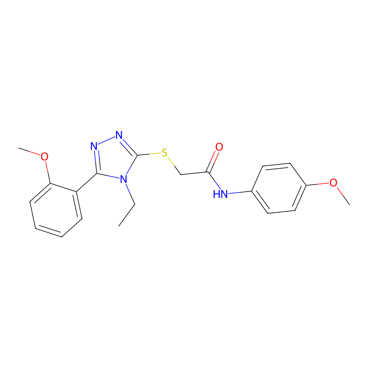 2-({4-ethyl-5-[2-(methyloxy)phenyl]-4H-1,2,4-triazol-3-yl}sulfanyl)-N-[4-(methyloxy)phenyl]acetamide molecular structure, CAS 333312-96-2