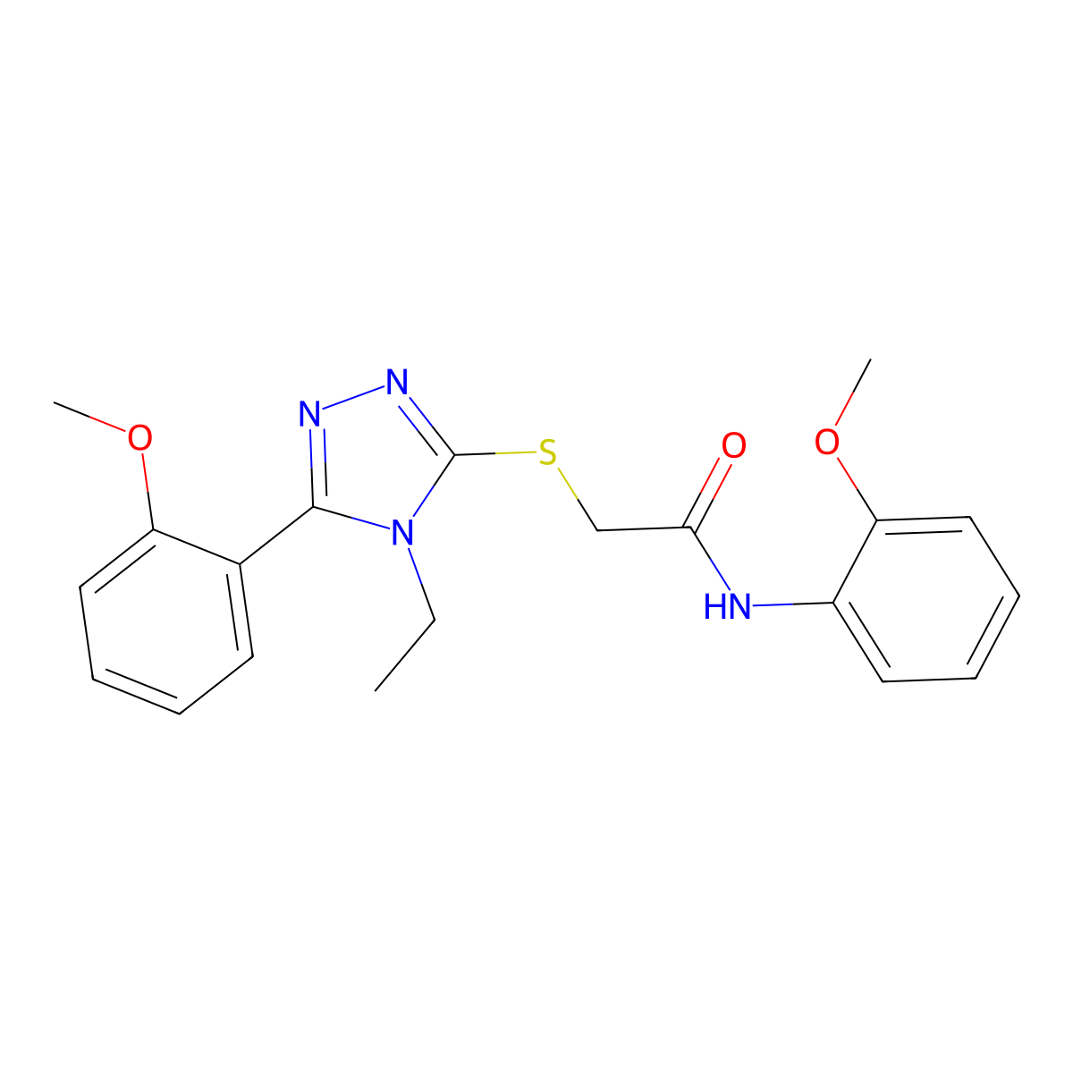 2-{[4-ethyl-5-(2-methoxyphenyl)-4H-1,2,4-triazol-3-yl]sulfanyl}-N-(2-methoxyphenyl)acetamide molecular structure, CAS 333312-99-5