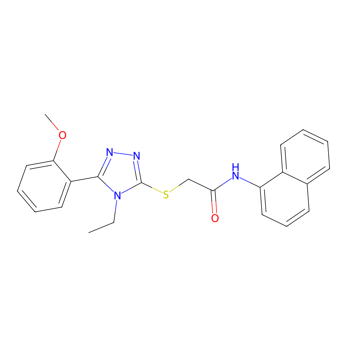 2-[[4-ethyl-5-(2-methoxyphenyl)-1,2,4-triazol-3-yl]sulfanyl]-N-naphthalen-1-ylacetamide molecular structure, CAS 333313-07-8