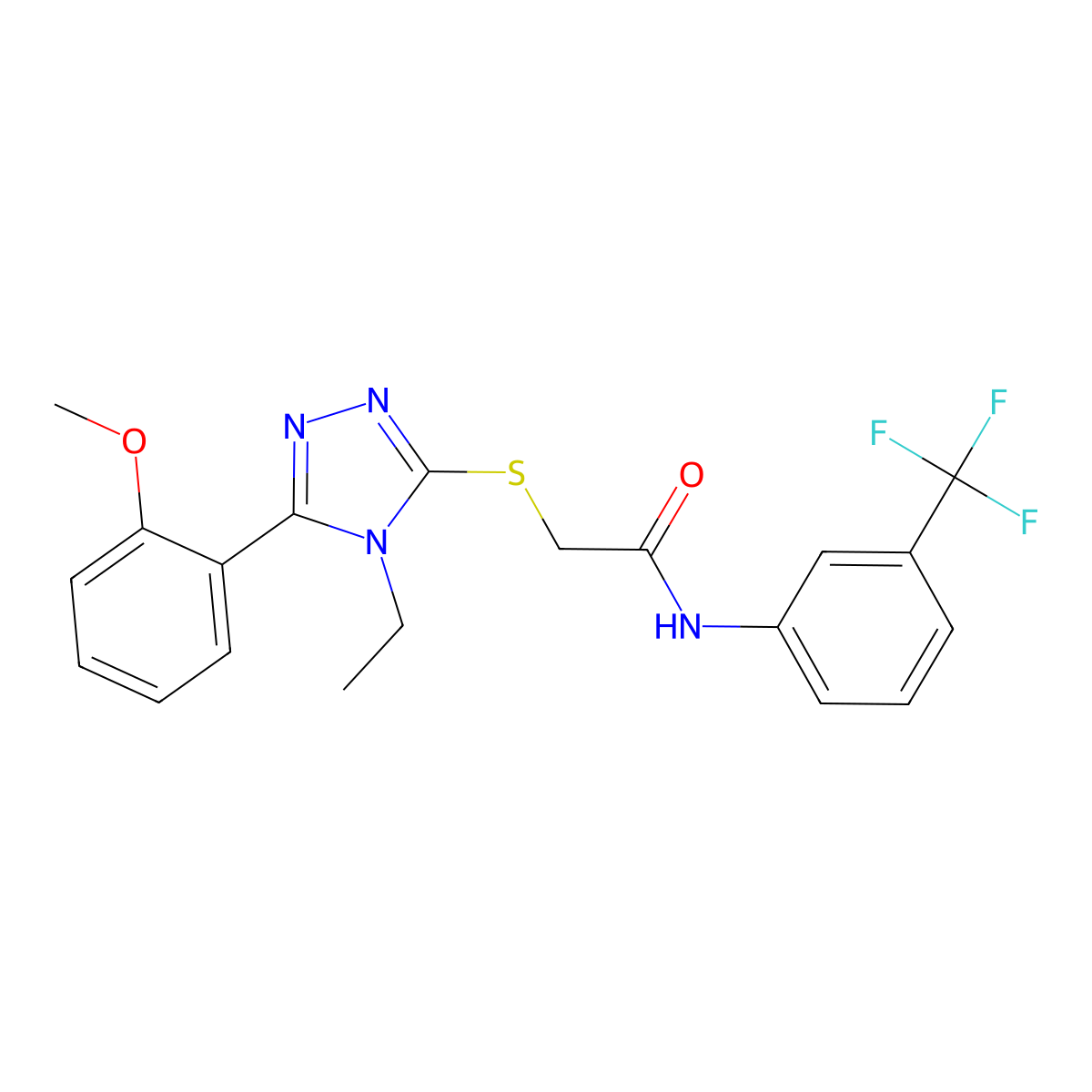 2-[[4-ethyl-5-(2-methoxyphenyl)-1,2,4-triazol-3-yl]sulfanyl]-N-[3-(trifluoromethyl)phenyl]acetamide molecular structure, CAS 333313-11-4