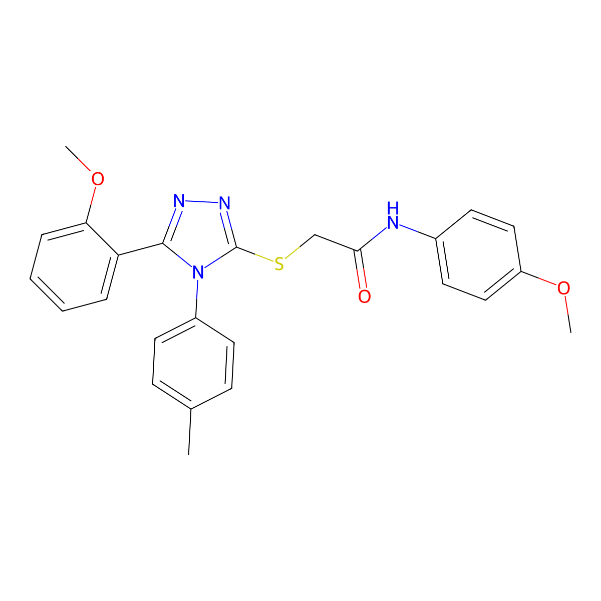 N-(4-Methoxyphenyl)-2-((5-(2-methoxyphenyl)-4-(p-tolyl)-4H-1,2,4-triazol-3-yl)thio)acetamide molecular structure, CAS 333313-43-2