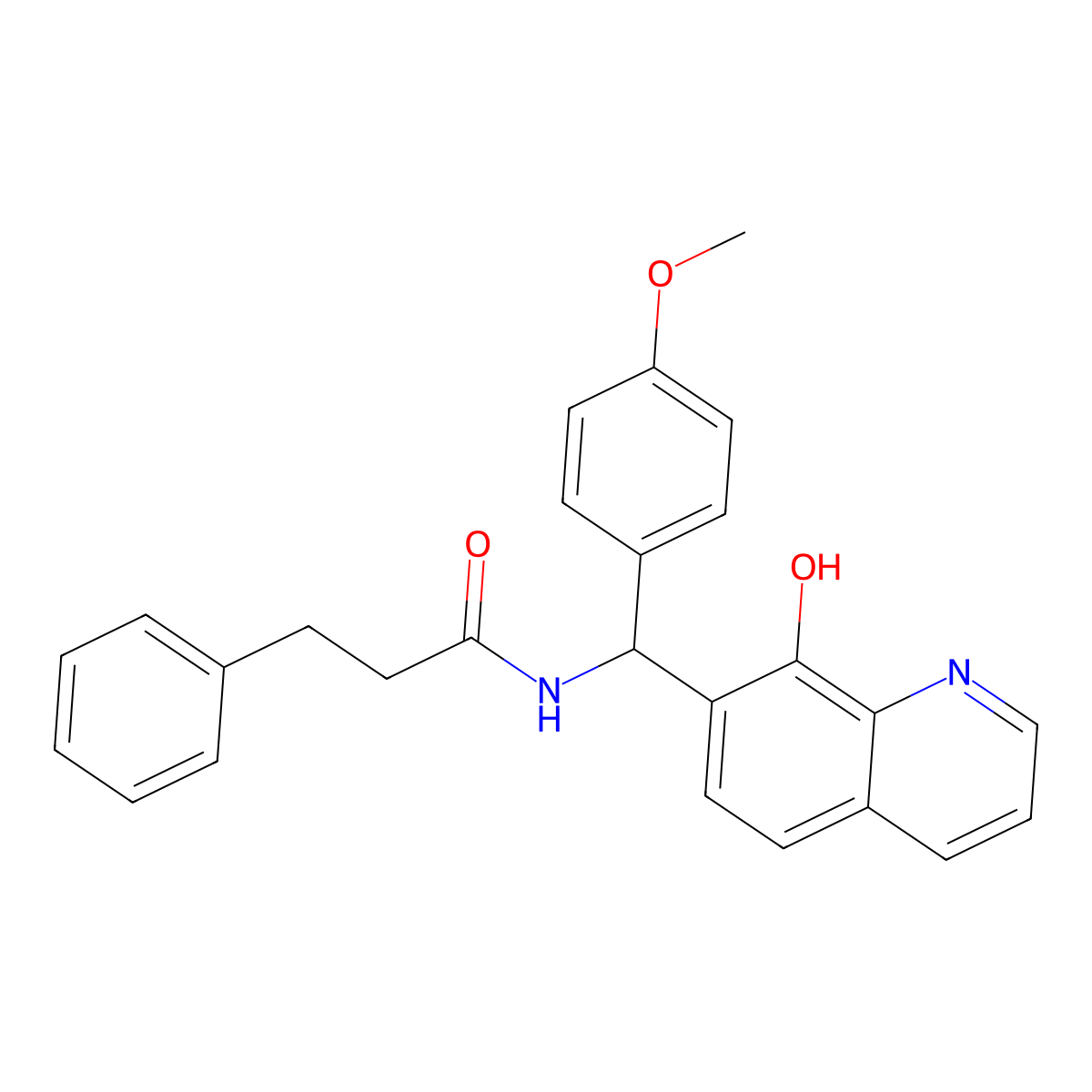 N-((8-Hydroxyquinolin-7-yl)(4-methoxyphenyl)methyl)-3-phenylpropanamide molecular structure, CAS 333314-79-7