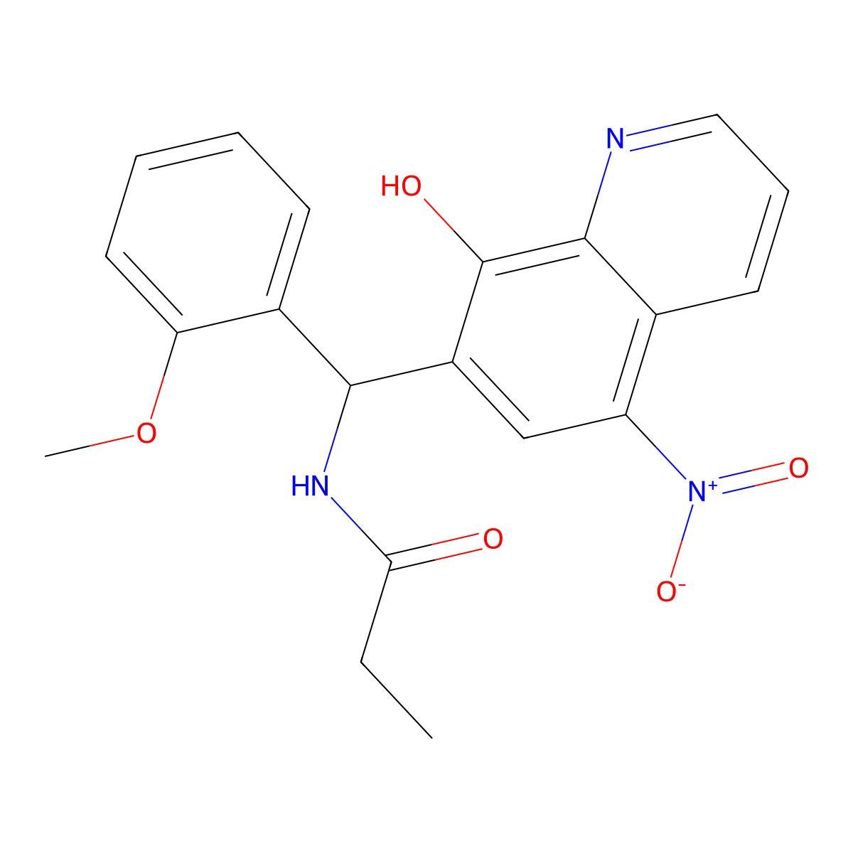 N-[(8-hydroxy-5-nitroquinolin-7-yl)-(2-methoxyphenyl)methyl]propanamide molecular structure, CAS 333315-16-5