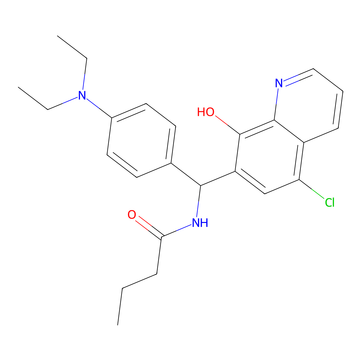 N-[(5-Chloro-8-hydroxyquinolin-7-YL)[4-(diethylamino)phenyl]methyl]butanamide molecular structure, CAS 333318-69-7