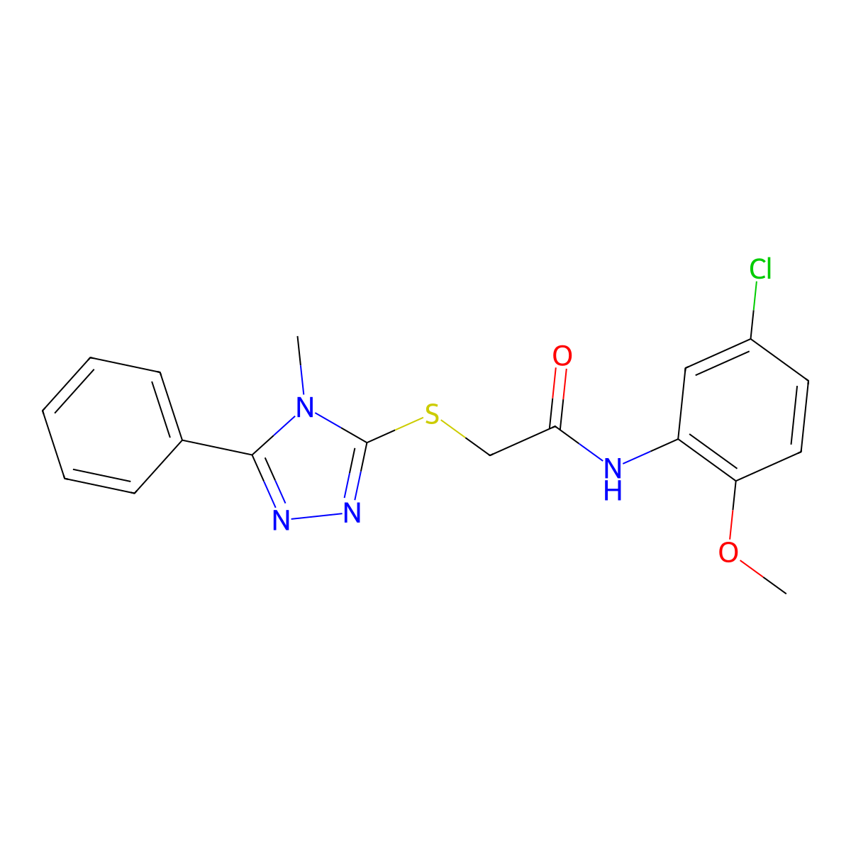 N-(5-chloro-2-methoxyphenyl)-2-[(4-methyl-5-phenyl-4H-1,2,4-triazol-3-yl)sulfanyl]acetamide molecular structure, CAS 333318-83-5