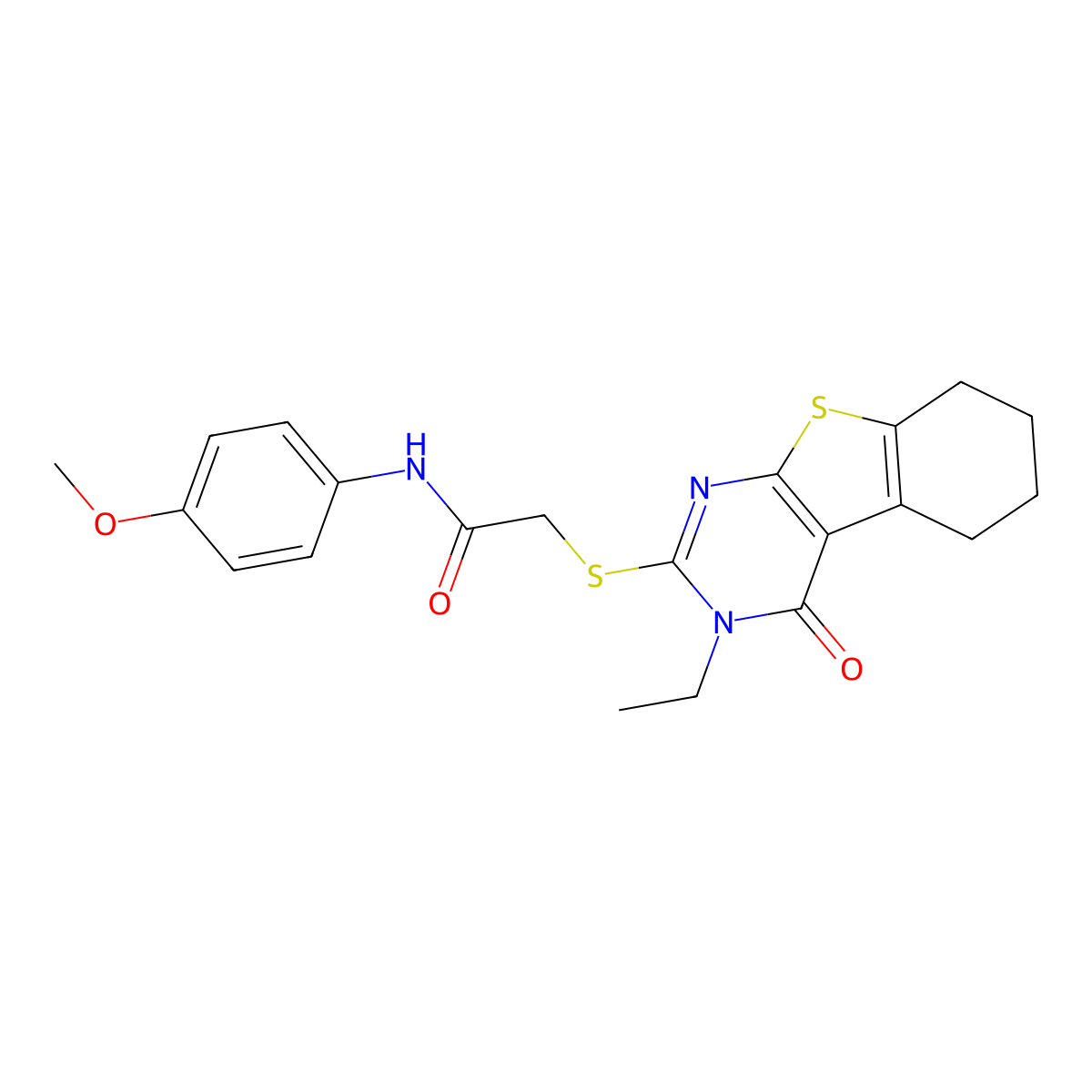 2-[(3-ethyl-4-oxo-3,4,5,6,7,8-hexahydro[1]benzothieno[2,3-d]pyrimidin-2-yl)sulfanyl]-N-(4-methoxyphenyl)acetamide molecular structure, CAS 333318-92-6