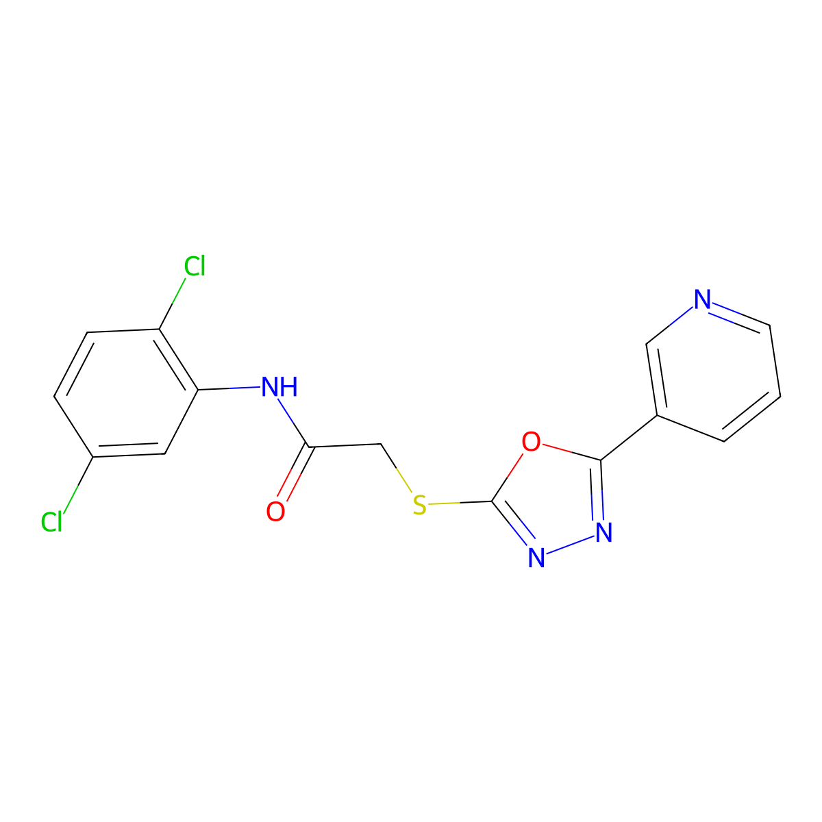 N-(2,5-dichlorophenyl)-2-[(5-pyridin-3-yl-1,3,4-oxadiazol-2-yl)sulfanyl]acetamide molecular structure, CAS 333318-96-0