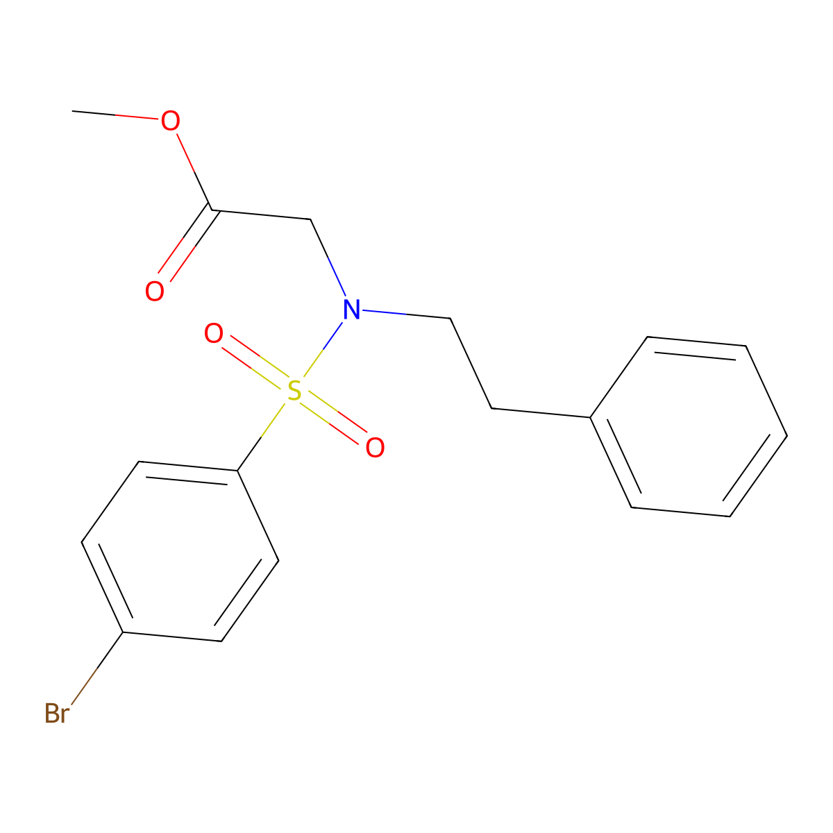 methyl N-[(4-bromophenyl)sulfonyl]-N-(2-phenylethyl)glycinate molecular structure, CAS 333319-82-7